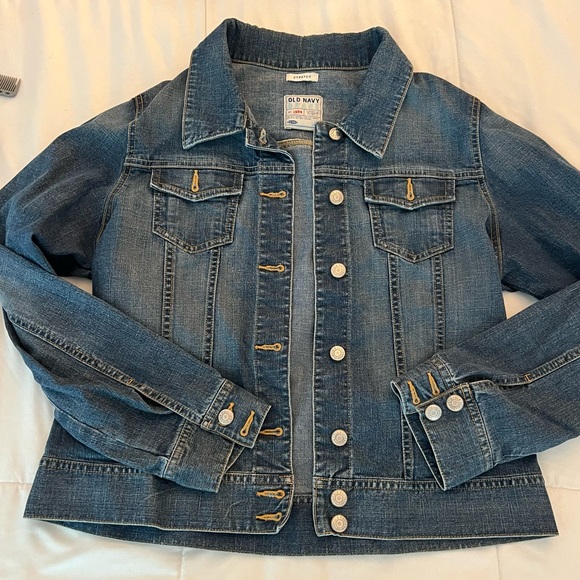 Old Navy Jackets & Blazers - Old Navy Medium Dark Wash Jean Jacket Front Chest Pockets Silver Buttons Sz M/L